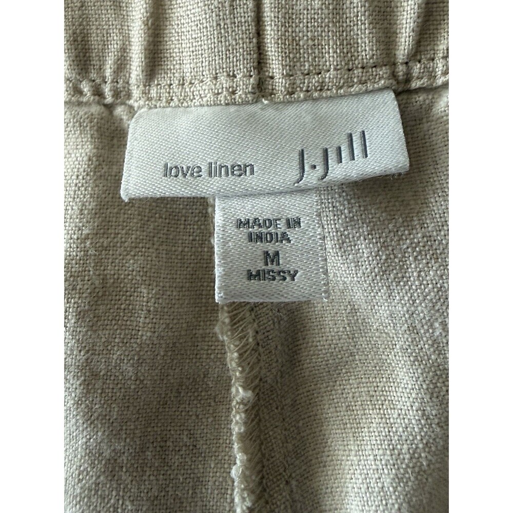J Jill Pants SZ Medium Sand Dune All Linen Pull On Elastic Waist Wide Leg Casual - Picture 3 of 8